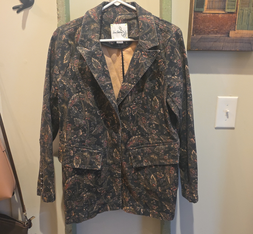 Sam Edelman Black Floral Paisley Blazer Jacket